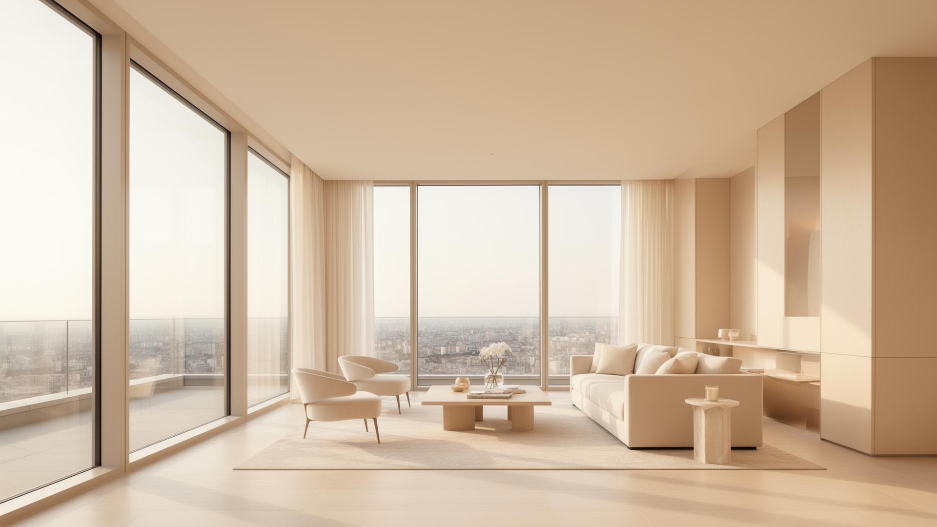 Interior contemporáneo de alto nivel con vista panorámica